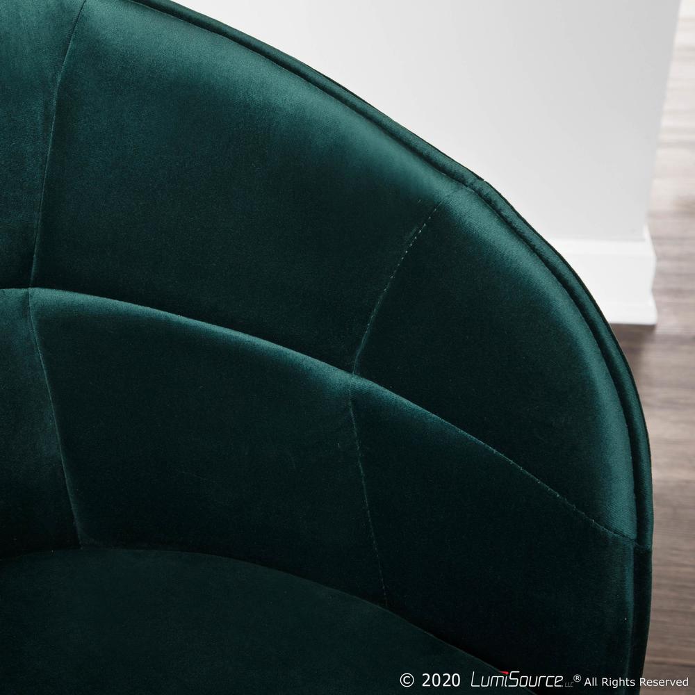 Lindsey Contemporary Chair in Gold Metal and Green Velvet. Picture 10