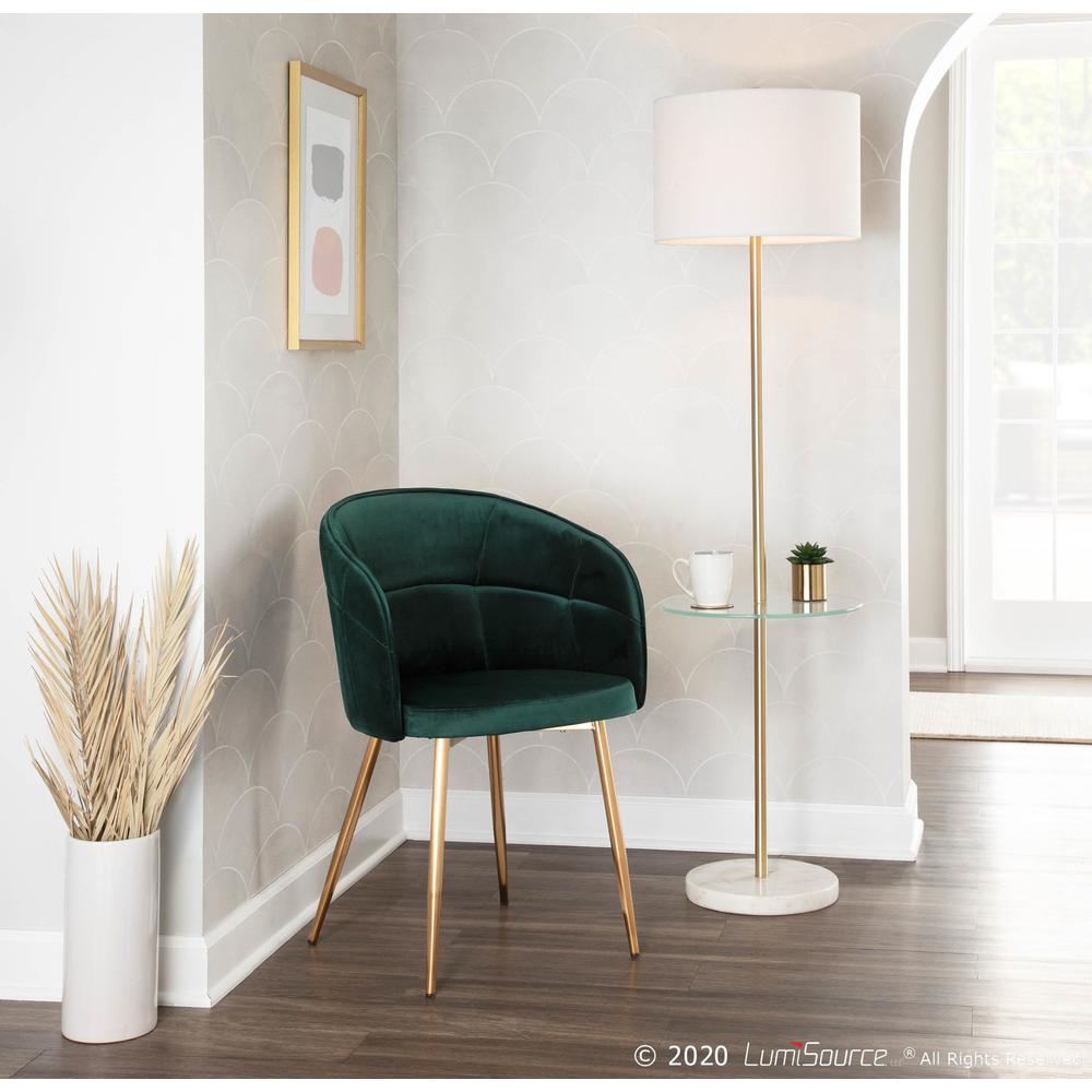 Lindsey Contemporary Chair in Gold Metal and Green Velvet. Picture 8