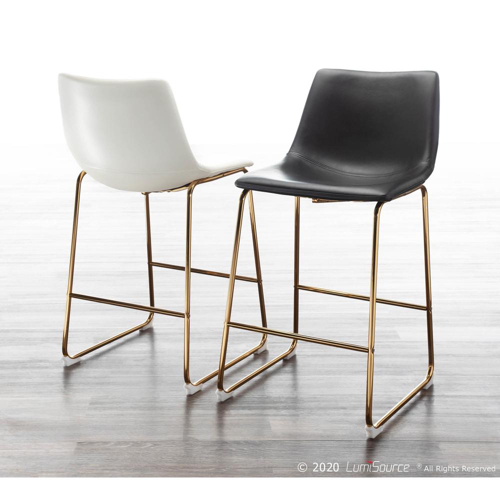 Gold Metal, Black PU Duke Counter Stool - Set of 2. Picture 9