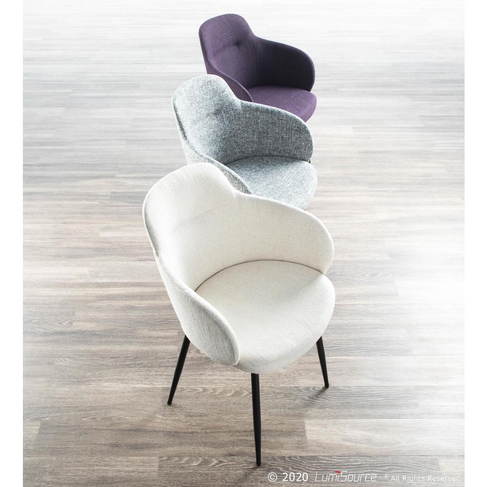 Black Metal, Cream Noise Fabric Boyne Chair. Picture 9