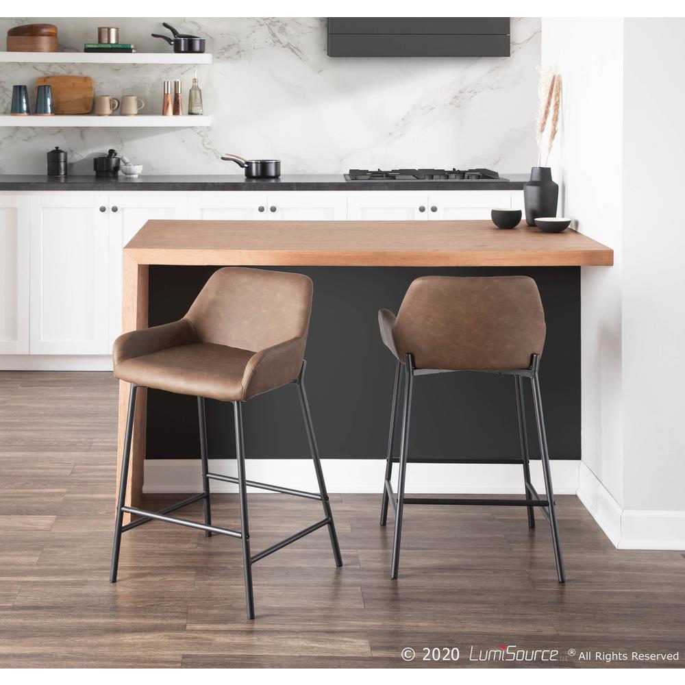 Black Metal , Espresso PU Daniella Counter Stool - Set of 2. Picture 9