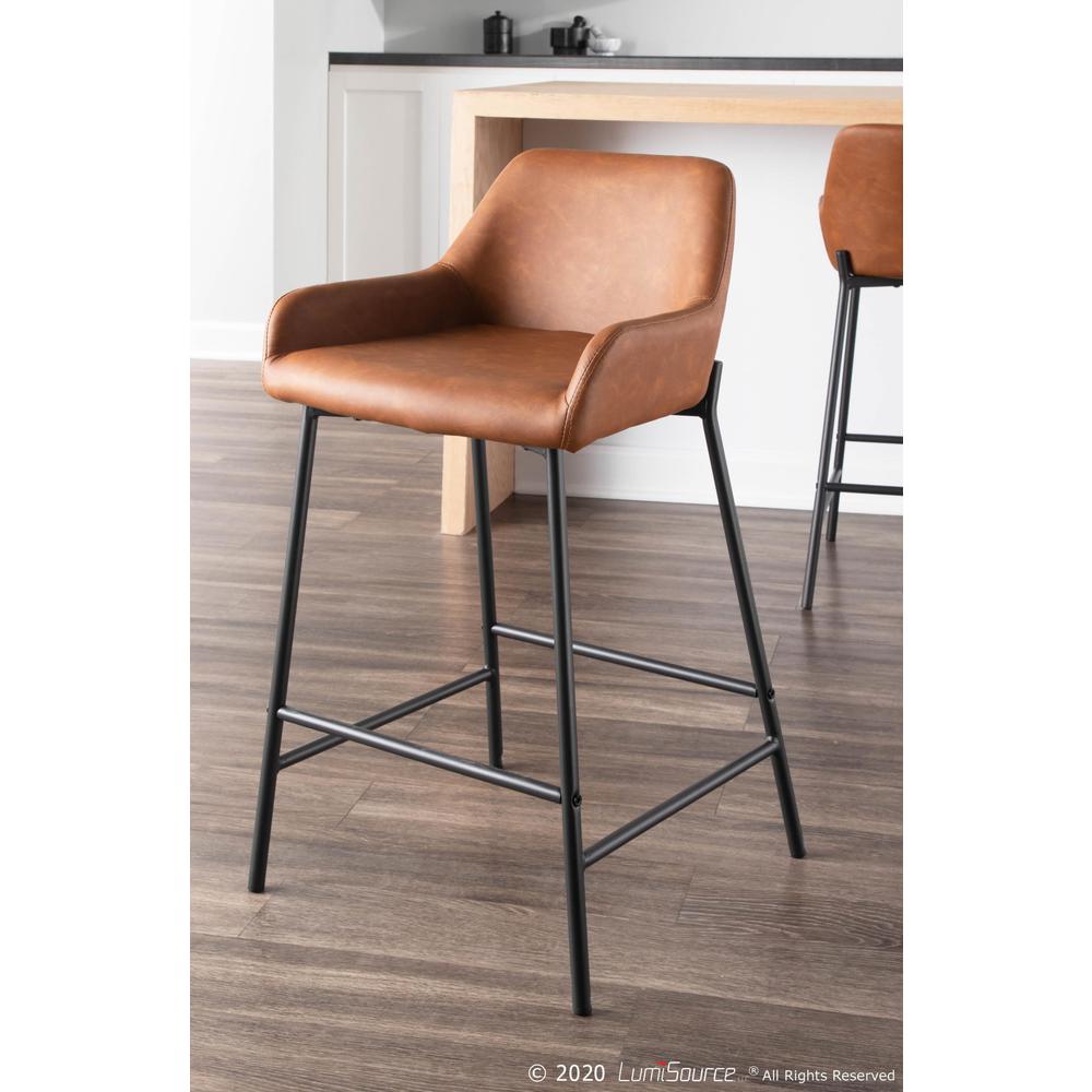 Black Metal, Camel PU Daniella Counter Stool - Set of 2. Picture 10
