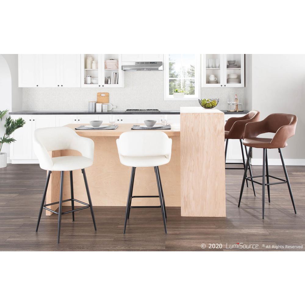 Black Metal, Cream PU Margarite Counter Stool - Set of 2. Picture 8