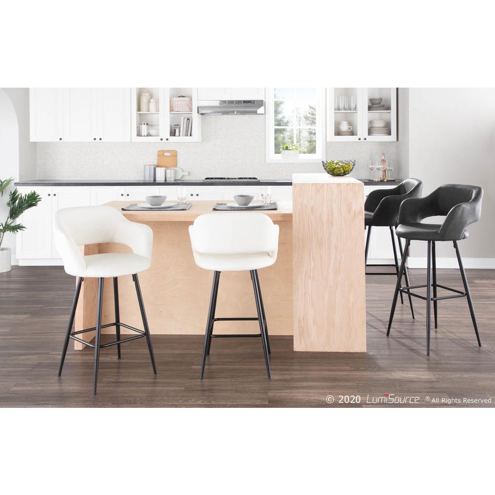 Black Metal, Cream PU Margarite Counter Stool - Set of 2. Picture 9