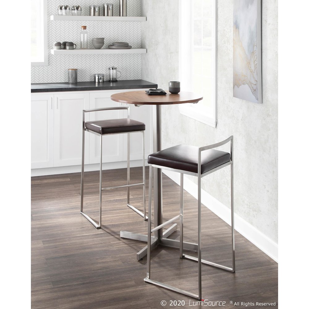 Fuji Stacker 30" Fixed-Height Barstool - Set of 3 in Stainless Steel. Picture 8