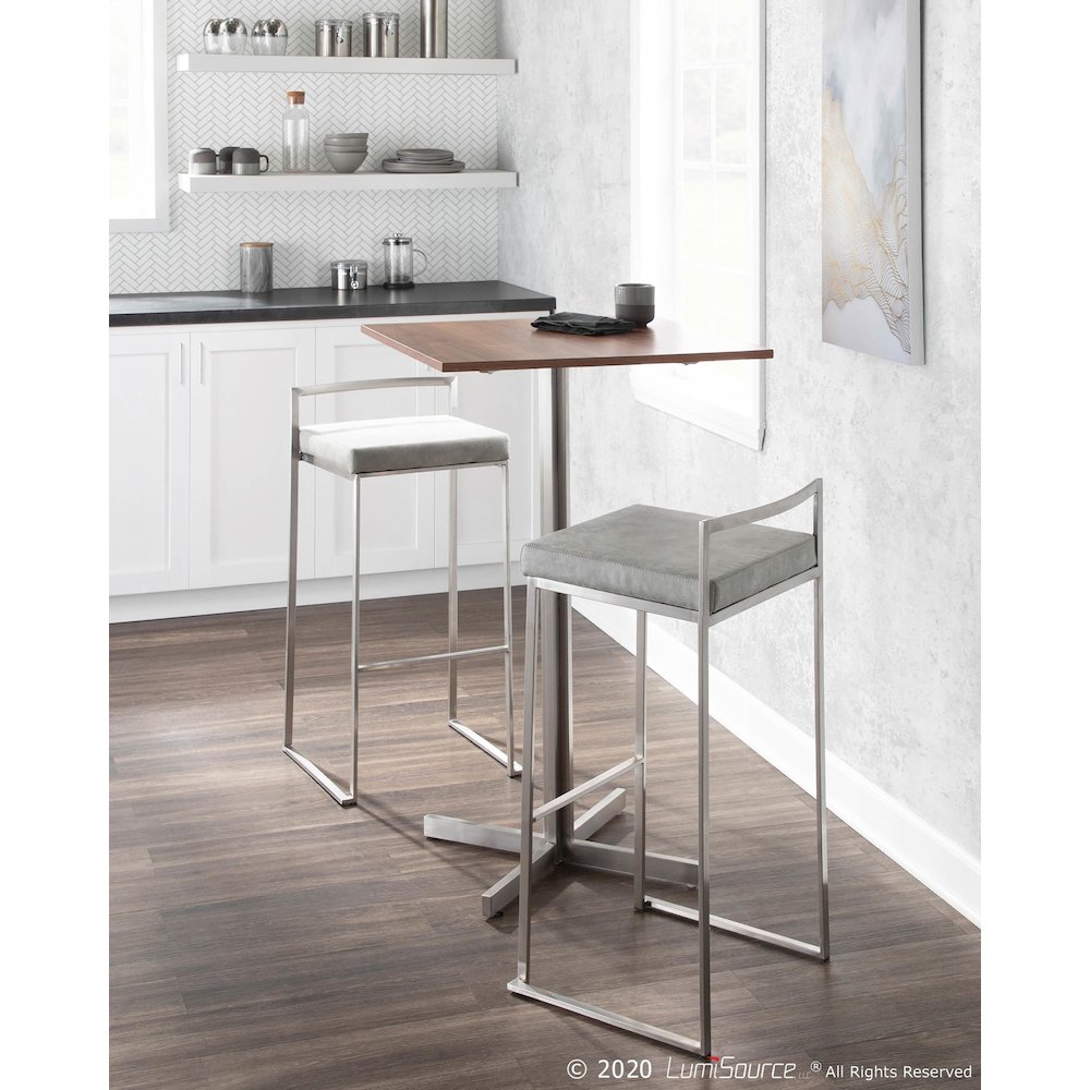 Fuji Stacker 30" Fixed-Height Barstool - Set of 3 in Stainless Steel. Picture 10
