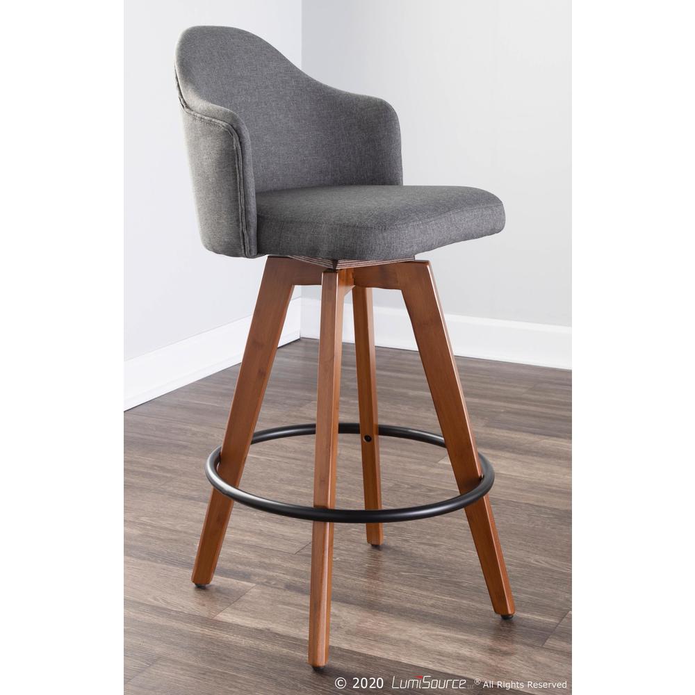 Walnut Wood, Grey Fabric Ahoy Counter Stool. Picture 7