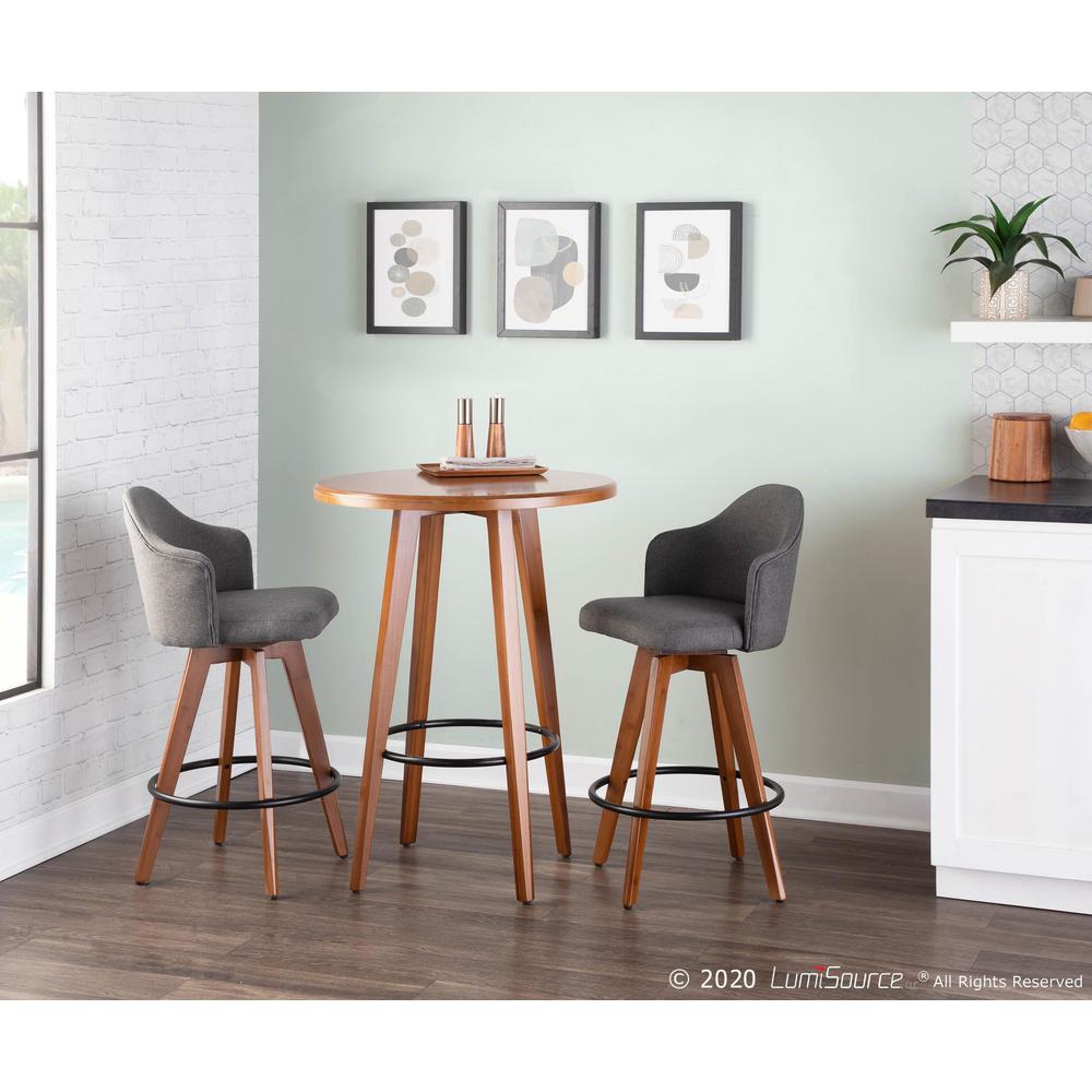 Walnut Wood, Grey Fabric Ahoy Counter Stool. Picture 9