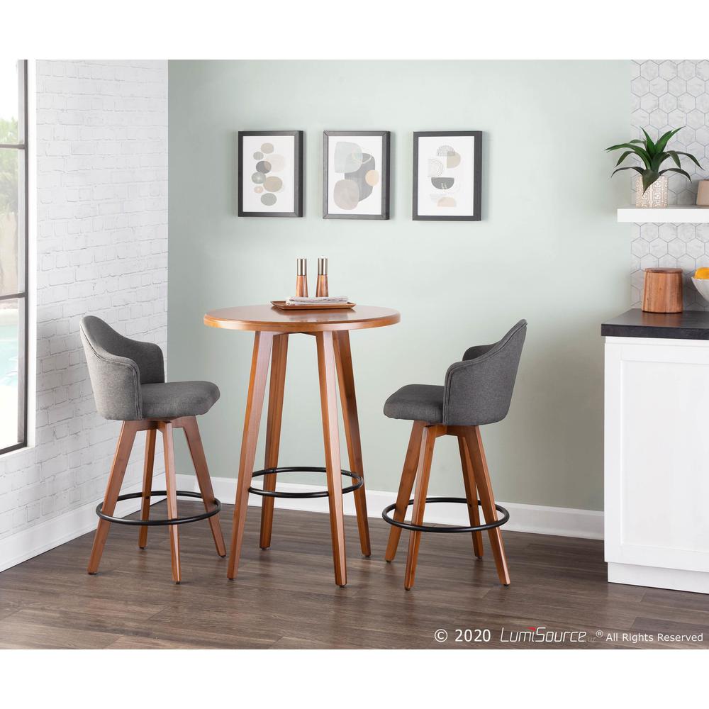 Walnut Wood, Grey Fabric Ahoy Counter Stool. Picture 10