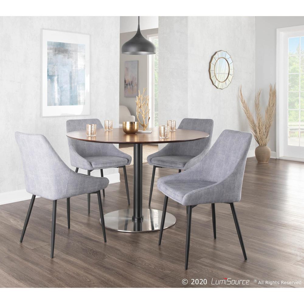 Black Metal, Grey Corduroy Diana Corduroy Chair - Set of 2. Picture 8