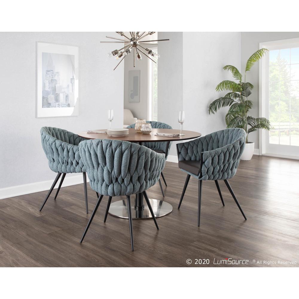 Black Metal, Grey PU, Blue Fabric Braided Matisse Chair. Picture 10