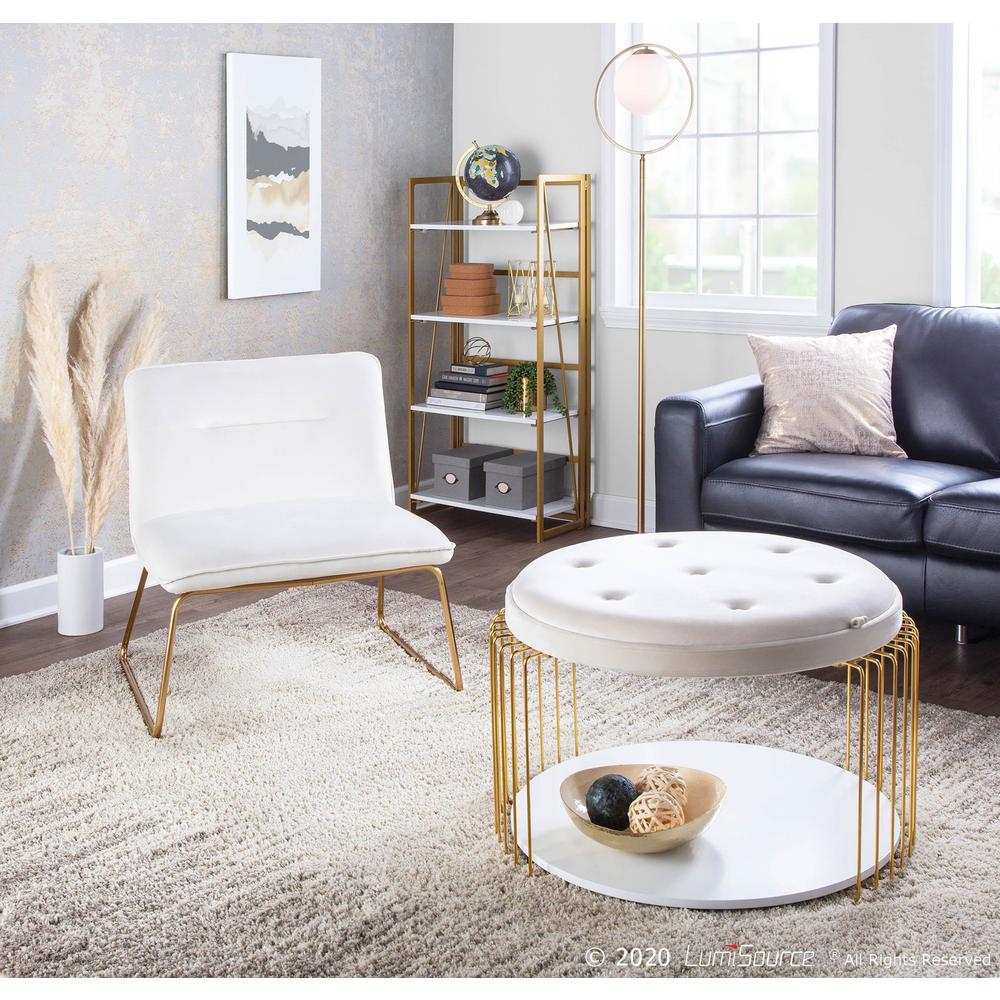 Gold Metal, Cream Velvet Casper Accent Chair. Picture 9