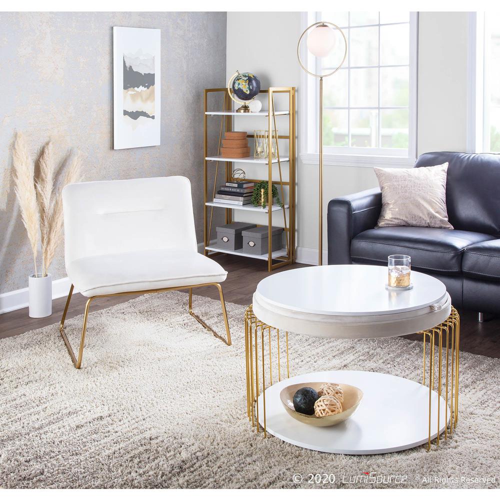 Gold Metal, Cream Velvet Casper Accent Chair. Picture 10