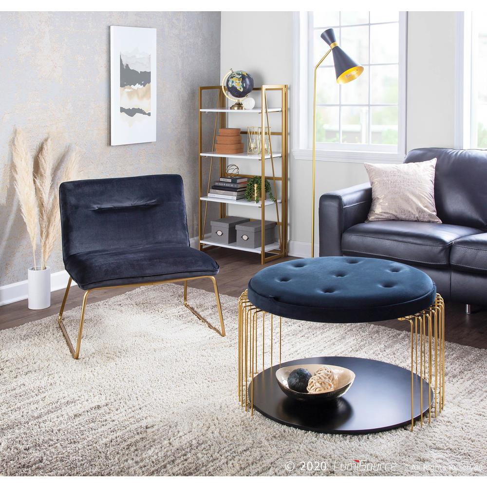 Gold Metal, Black Velvet Casper Accent Chair. Picture 8