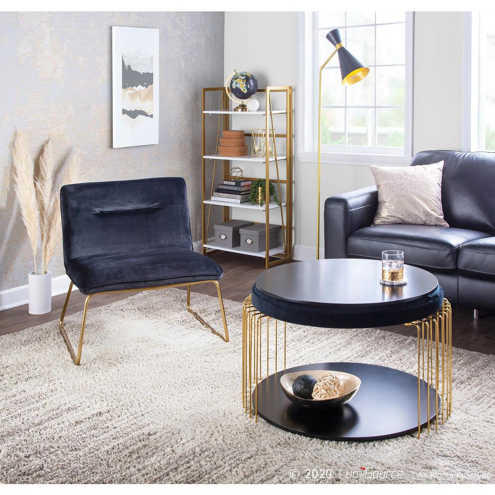 Gold Metal, Black Velvet Casper Accent Chair. Picture 9
