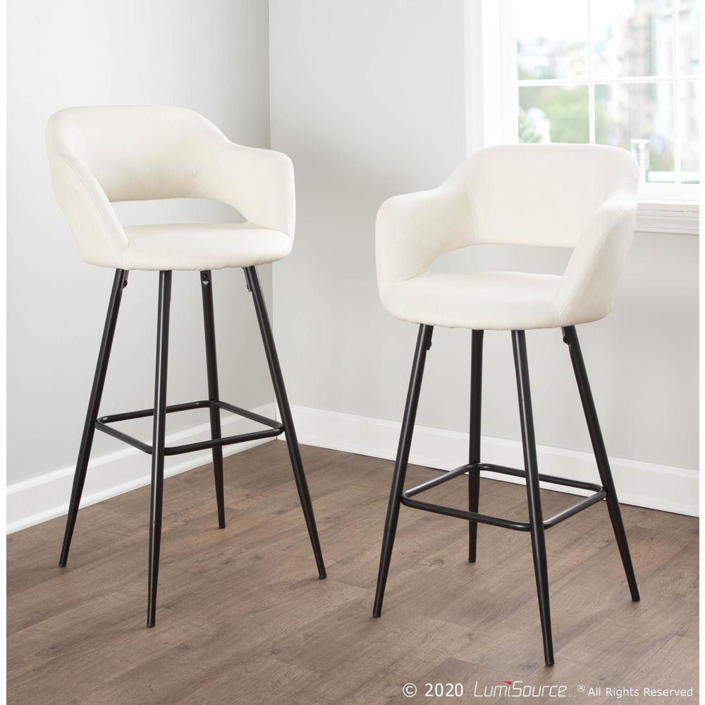 Black Metal, Cream PU Margarite Barstool - Set of 2. Picture 8