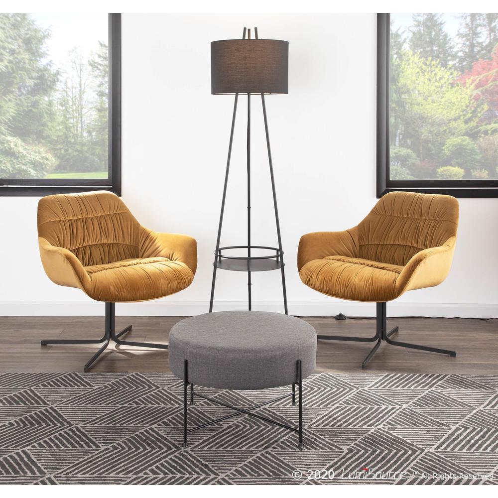 Black Metal, Chartreuse Velvet Wayne Swivel Lounge Chair. Picture 10