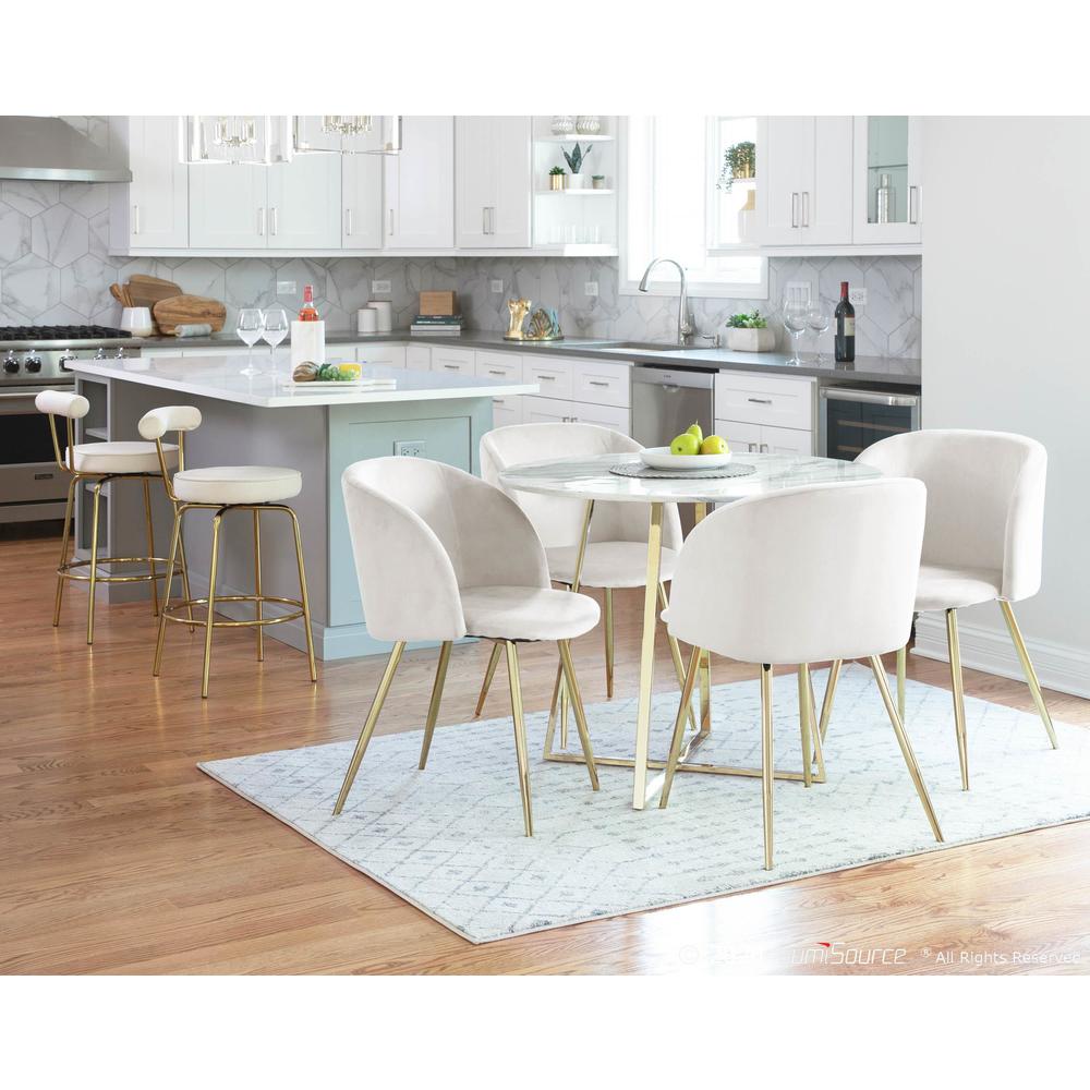 Gold Metal, Cream Velvet Rhonda Counter Stool - Set of 2. Picture 9