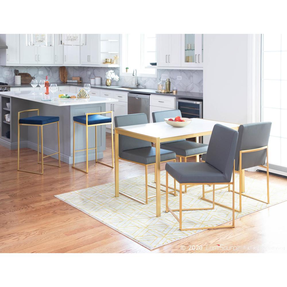 Gold Metal, Grey PU High Back Fuji Dining Chair - Set of 2. Picture 10