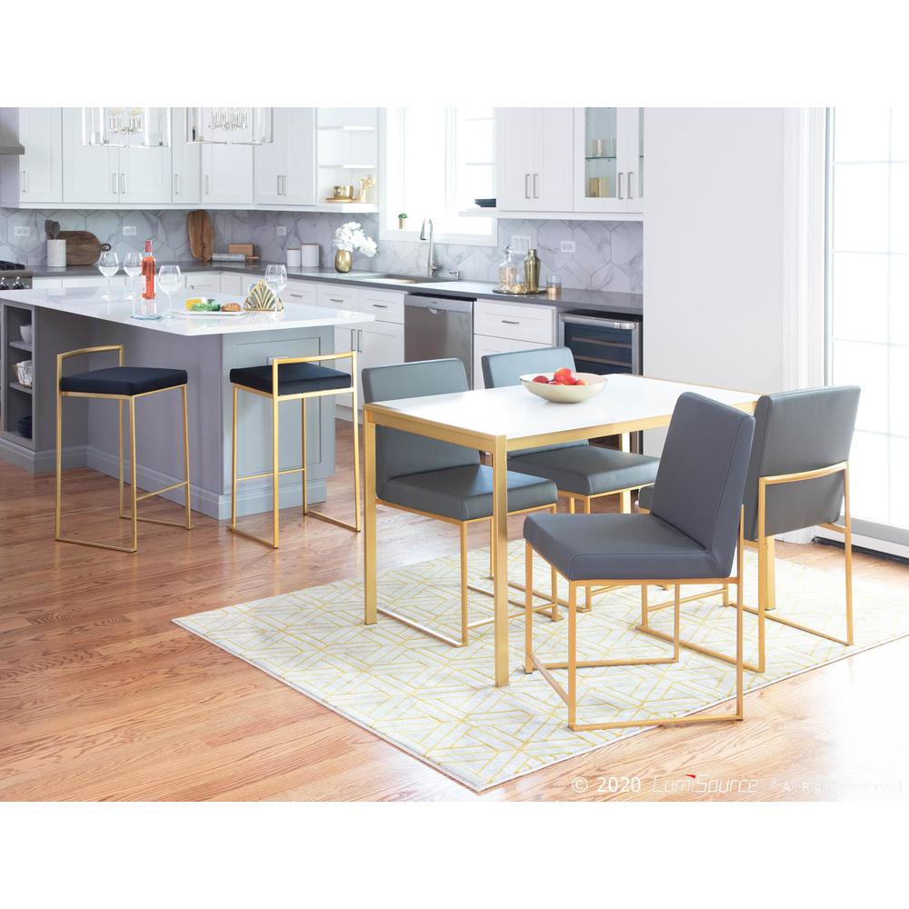 Gold Metal, Grey PU High Back Fuji Dining Chair - Set of 2. Picture 11