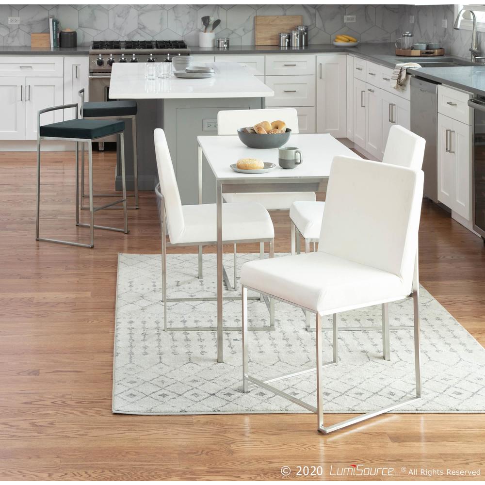 Brushed Stainless Steel, Black Velvet Fuji Stacker Counter Stool - Set of 2. Picture 11
