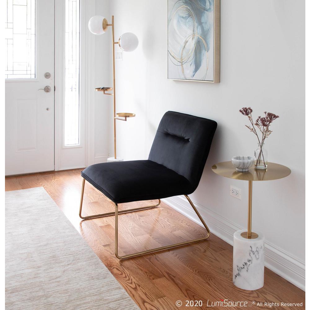 Gold Metal, Black Velvet Casper Accent Chair. Picture 7