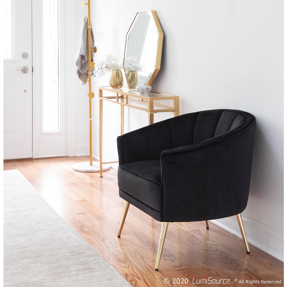 Gold Metal, Black Velvet Tania Accent Chair. Picture 10