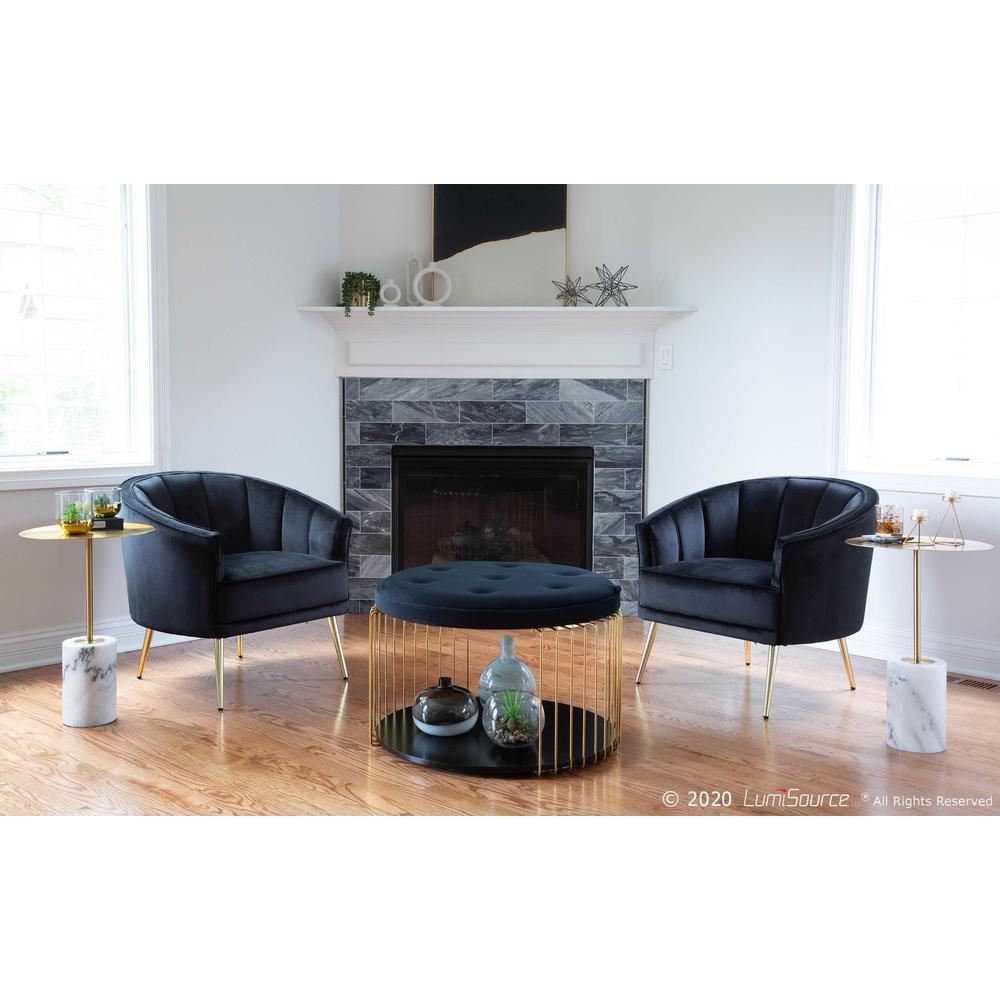 Gold Metal, Black Velvet Tania Accent Chair. Picture 8