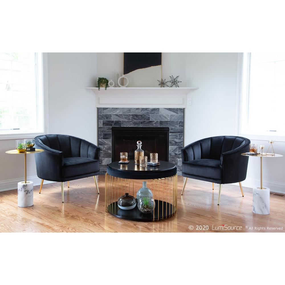 Gold Metal, Black Velvet Tania Accent Chair. Picture 9