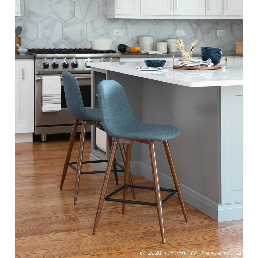 Walnut, Blue Pebble Counter Stool - Set of 2. Picture 11