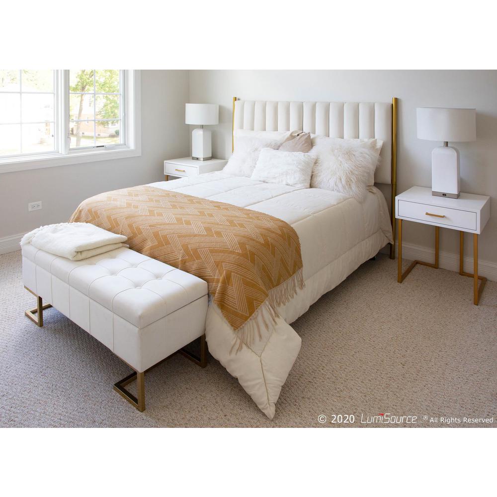 Gold Steel, White Velvet Midas Storage Bench. Picture 8