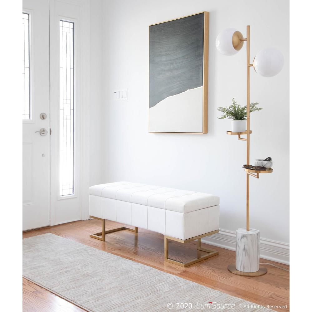 Gold Steel, White Velvet Midas Storage Bench. Picture 9