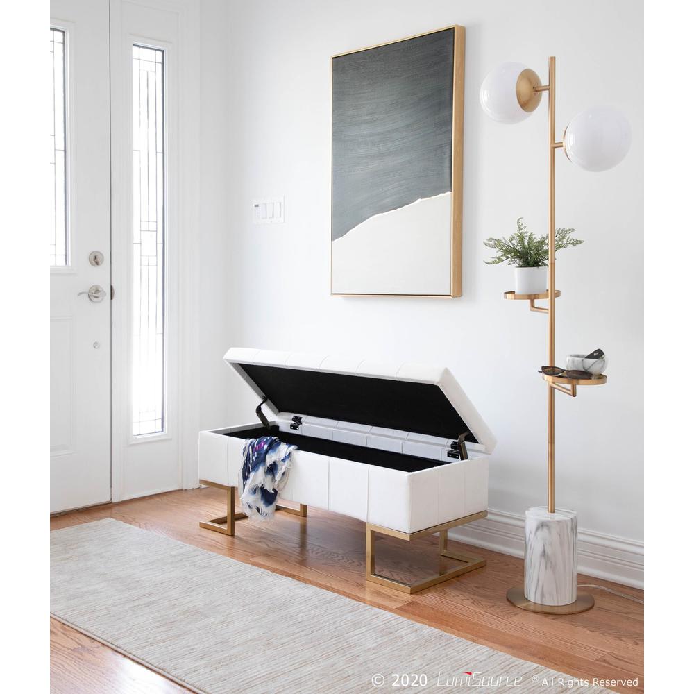 Gold Steel, White Velvet Midas Storage Bench. Picture 10