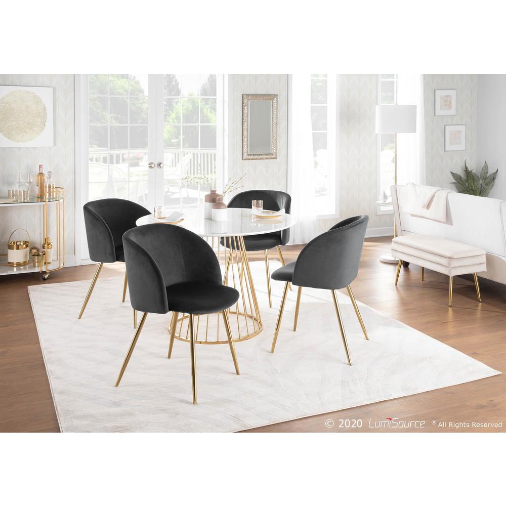 Gold Metal, Black Velvet Fran Chair - Set of 2. Picture 9