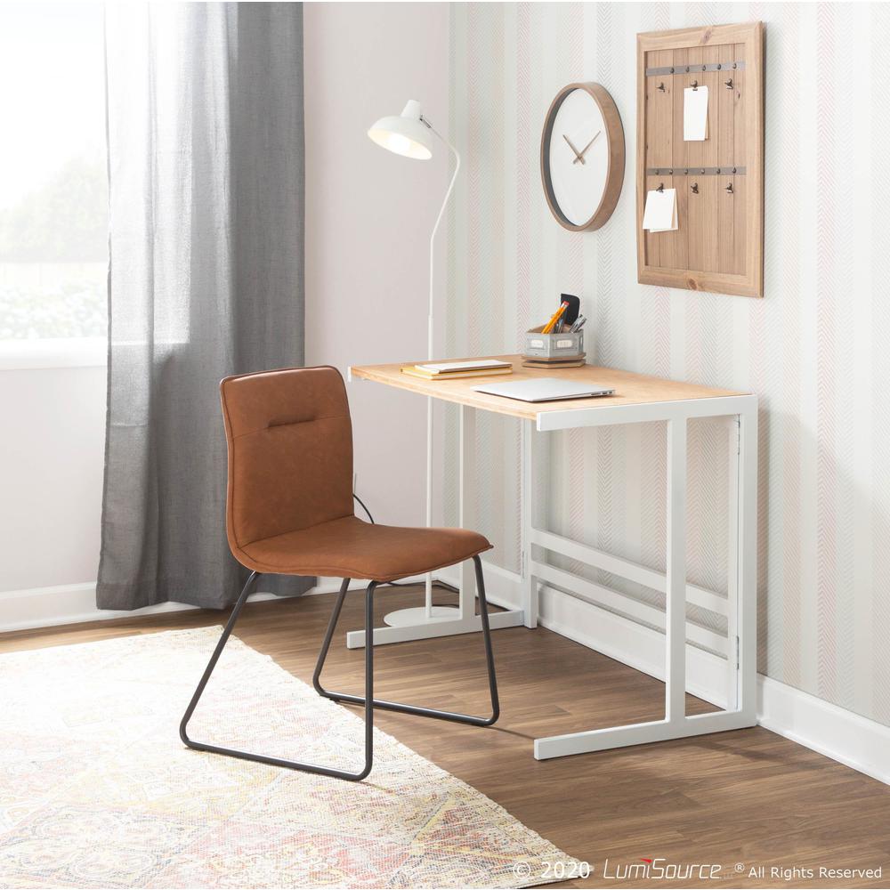 White Metal, Natural Bamboo Roman Office Desk. Picture 9