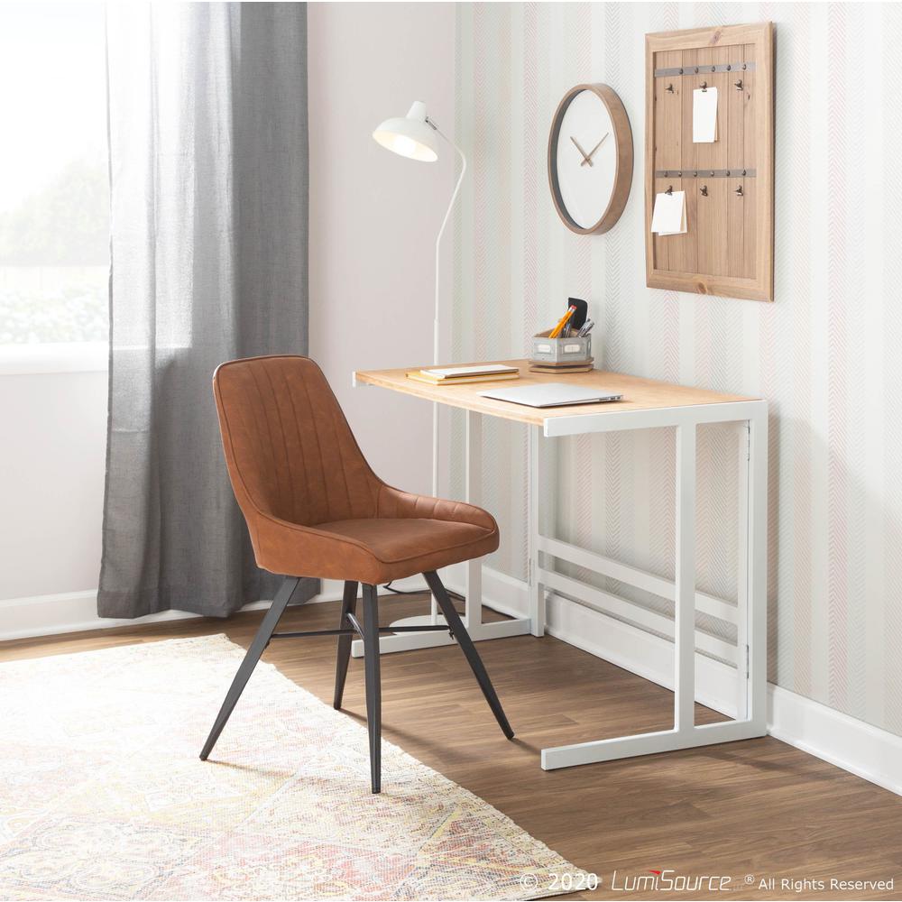 White Metal, Natural Bamboo Roman Office Desk. Picture 10