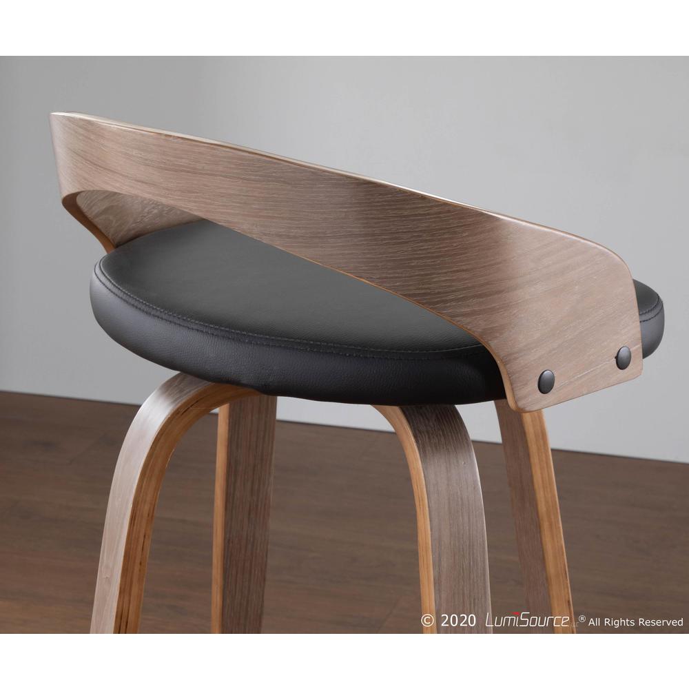 Light Grey Wood, Black PU, Chrome Grotto Counter Stool - Set of 2. Picture 12
