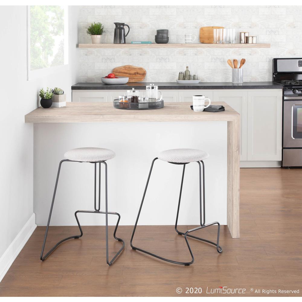 Black Steel, Light Grey Fabric Finn Counter Stool - Set of 2. Picture 8