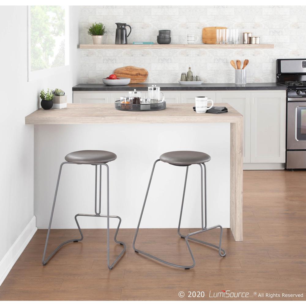 Grey Steel, Grey PU Finn Counter Stool - Set of 2. Picture 8