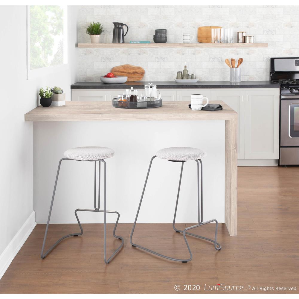Grey Steel, Light Grey Fabric Finn Counter Stool - Set of 2. Picture 8