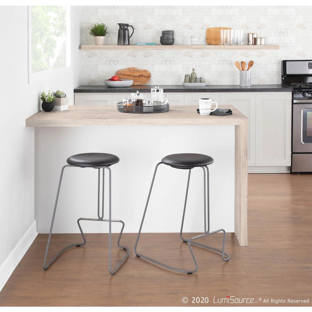 Grey Steel, Black PU Finn Counter Stool - Set of 2. Picture 8