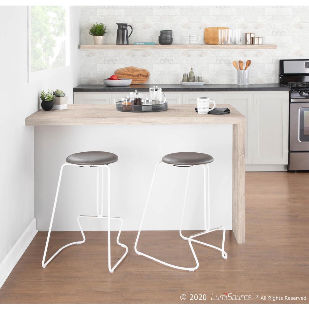 White Steel, Grey PU Finn Counter Stool - Set of 2. Picture 8