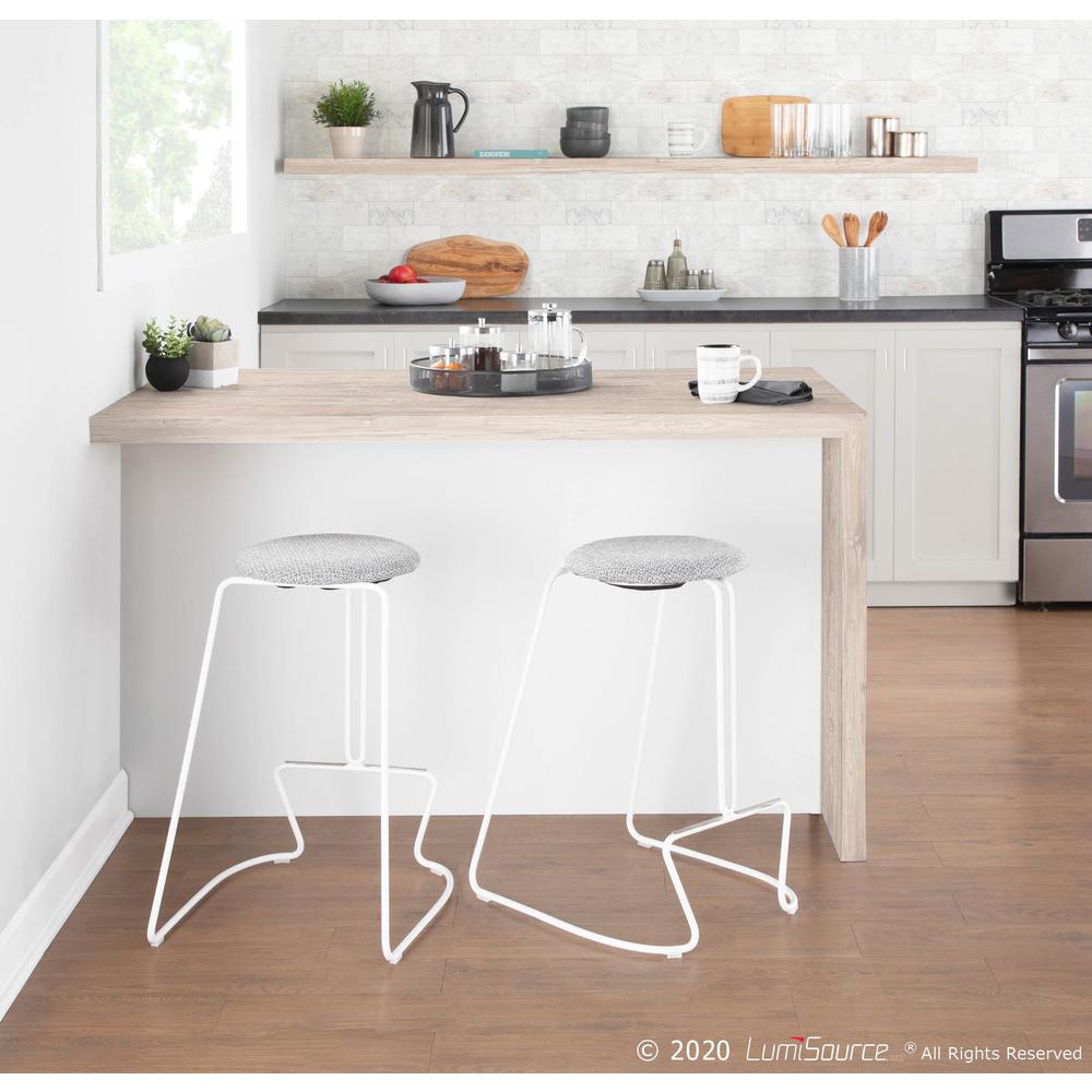 White Steel, Charcoal Fabric Finn Counter Stool - Set of 2. Picture 8