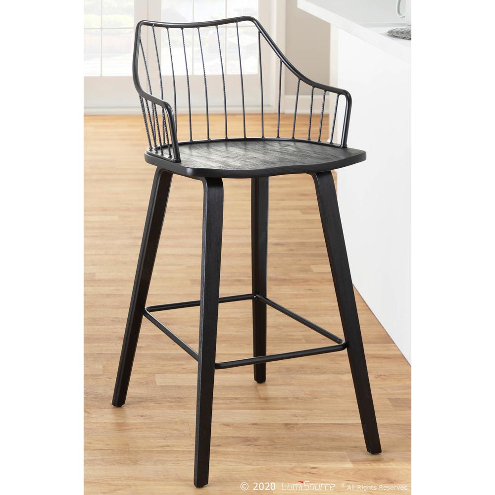 Black Wood, Black Metal Winston Counter Stool. Picture 10