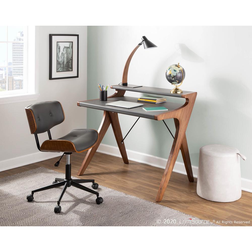 Walnut, Grey Lombardi Office Chair. Picture 10