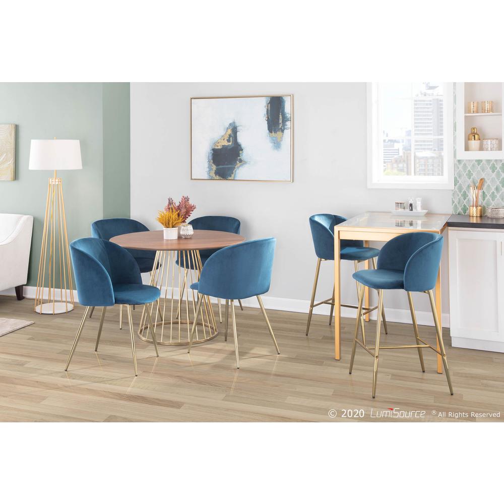 Gold Legs, Blue Velvet Fran Chair - Set of 2. Picture 12