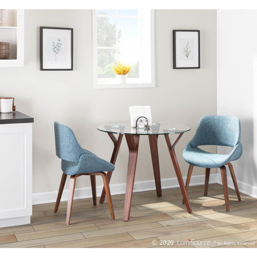 Walnut, Blue Fabrico Chair - Set of 2. Picture 9