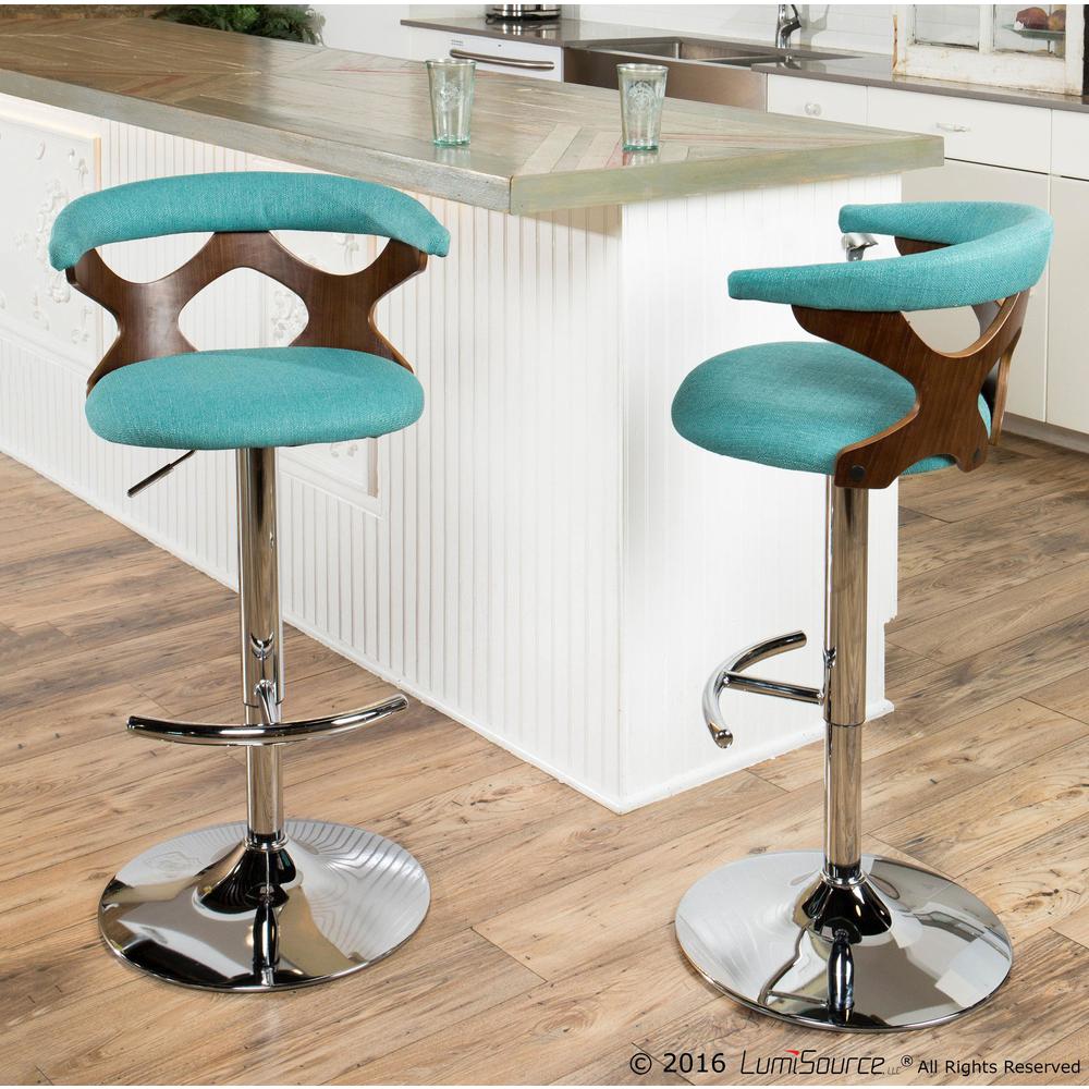 Walnut, Teal Gardenia Barstool. Picture 9
