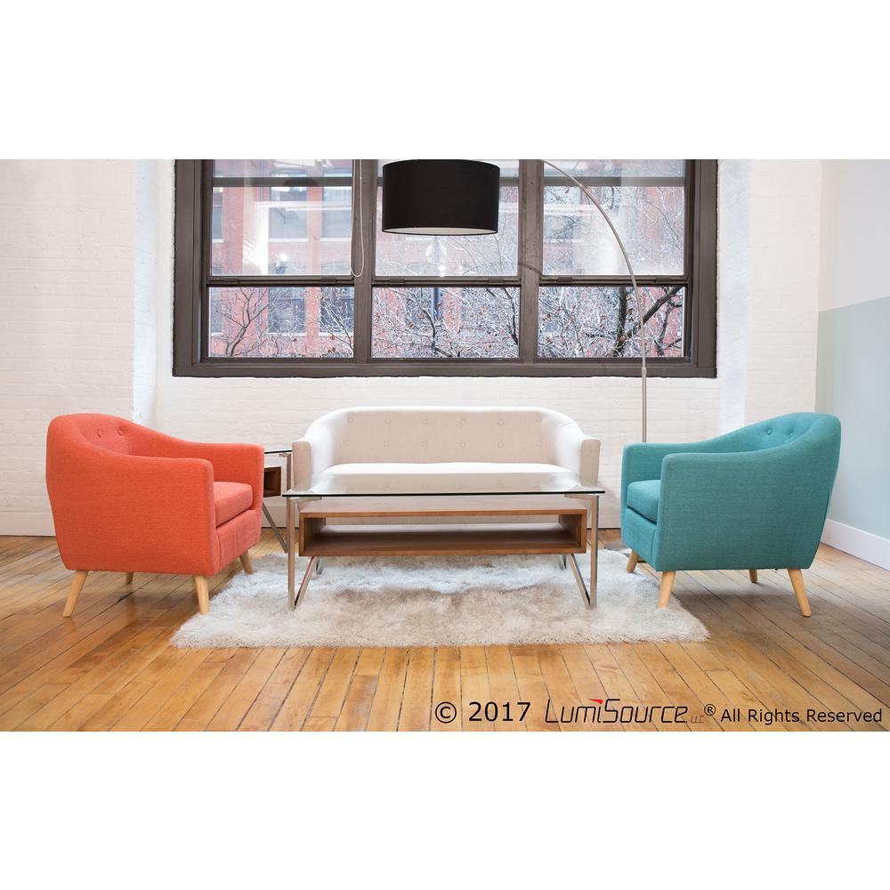 Natural Wood, Teal Fabric Rockwell Accent Chair. Picture 9