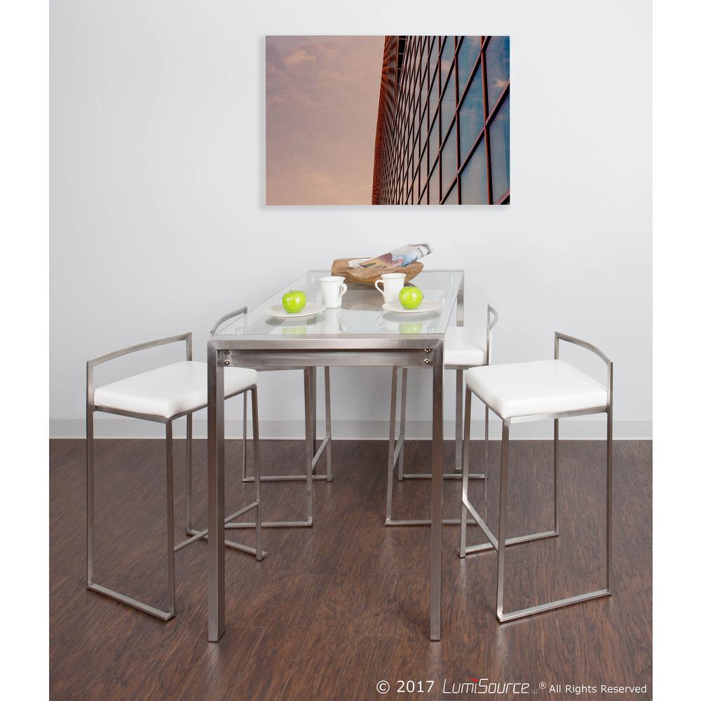 White Fuji Stacker Counter Stool - Set of 2. Picture 11